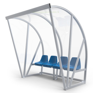 Abri de touche 4 places en aluminium et polycarbonate