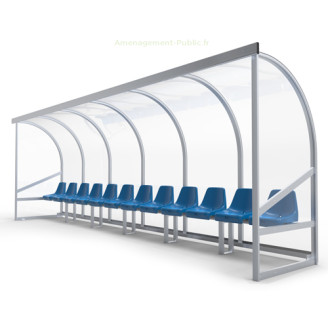 Abri de touche à sièges baquet 12 places Abri de touche monobloc 12 sièges baquet