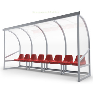 Abri de touche à sièges baquet 8 places Abri de touche monobloc 8 sièges baquet