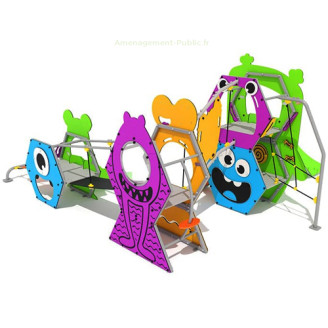 Structure multi-activités pour aires de jeux sur le thème des monstres
