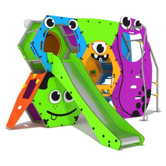 Structure multi-activités pour aires de jeux sur le thème des monstres