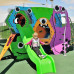 Structure multi-activités pour aires de jeux sur le thème des monstres