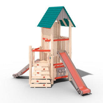 Structure pour aires de jeux extérieurs en bois de robinier