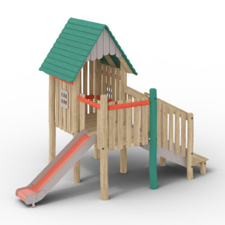 Structure pour aires de jeux extérieurs en bois de robinier