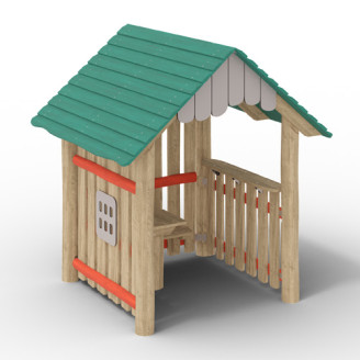Maisonnette pour aires de jeux extérieurs en bois de robinier