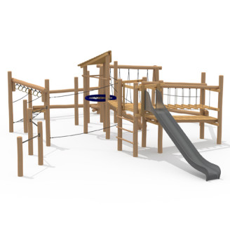 Parcours pour aires de jeux extérieurs en bois de robinier