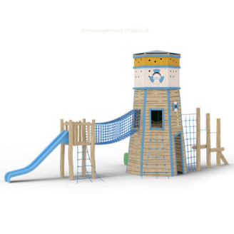 Le Phare des garde-côtes en bois de robinier Phare pour aire de jeux extérieure en bois de robinier