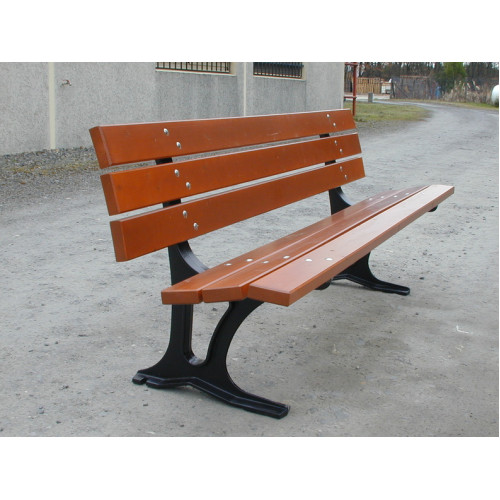 Banc public en bois et fonte, banc de jardin public