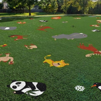 Gazon artificiel pour aires de jeux sur le thème des animaux