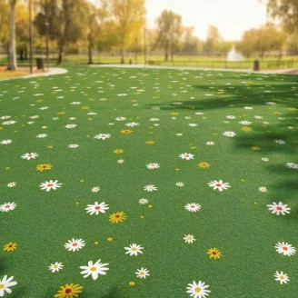Gazon artificiel pour aires de jeux sur le thème des fleurs