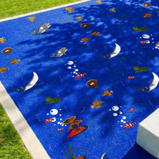 Gazon artificiel pour aires de jeux sur le thème de la mer