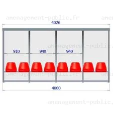 Abri de touche 8 places en aluminium et polycarbonate