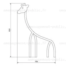 Cadre acier en forme de girafe pour aires de jeux