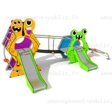 Structure multi-activités pour aires de jeux sur le thème des monstres