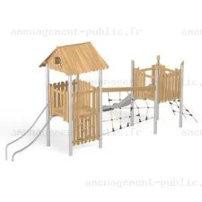 Structure pour aires de jeux extérieurs en bois de robinier