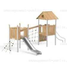 Structure pour aires de jeux extérieurs en bois de robinier