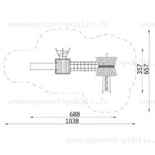 Structure pour aires de jeux extérieurs en bois de robinier