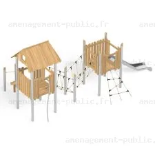 Structure pour aires de jeux extérieurs en bois de robinier