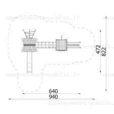 Structure pour aires de jeux extérieurs en bois de robinier