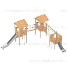 Structure pour aires de jeux extérieurs en bois de robinier