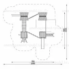 Structure pour aires de jeux extérieurs en bois de robinier