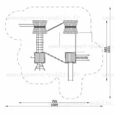 Structure pour aires de jeux extérieurs en bois de robinier