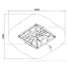 Structure pour aires de jeux extérieures en bois de robinier