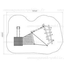 Structure pour aires de jeux extérieurs en bois de robinier