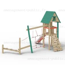 Structure pour aires de jeux extérieurs en bois de robinier
