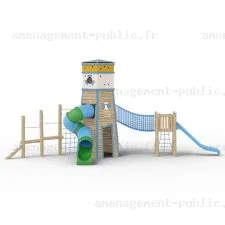 Phare pour aire de jeux extérieure en bois de robinier