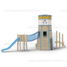 Phare pour aire de jeux extérieure en bois de robinier