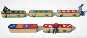 Mobilier en EPDM pour les aires de jeux et les cours d'écoles