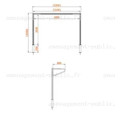 Cage de but fixe de 3x2m avec oreilles en aluminium