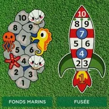 Jeux de marelle thématiques en gazon artificiel