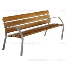 Banc extérieur en bois et fonte pour aménagement public