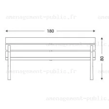 Banc extérieur en bois et fonte pour aménagement public