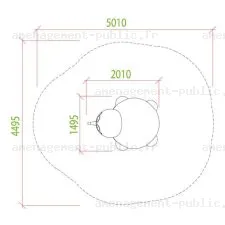 Module 3D Taupe en caoutchouc EPDM pour aire de jeux